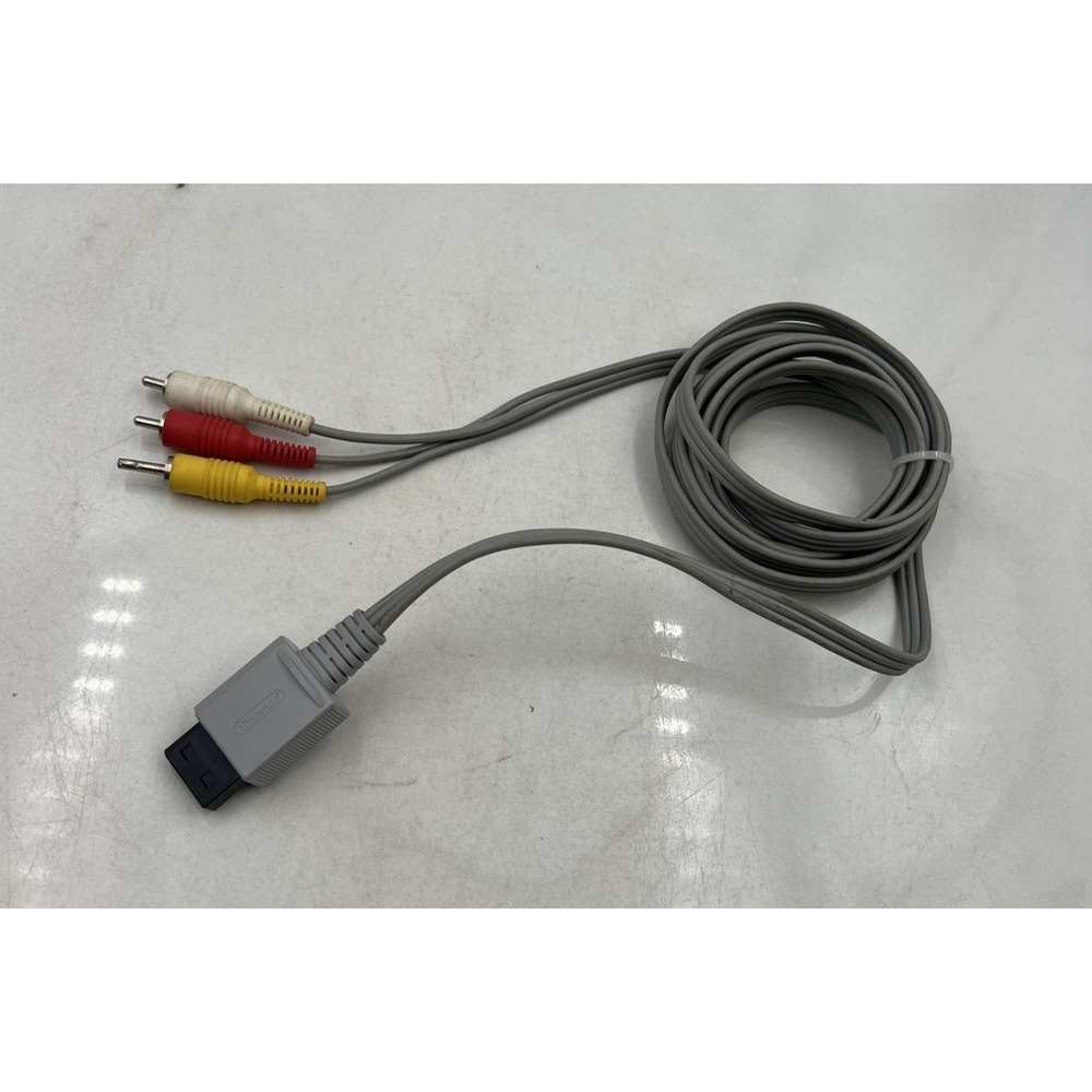 Official Nintendo Wii AV Cable RVL-009 Composite Video Audio RCA Cord Grey